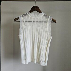 Brand New Goelia Lyocell Wool Blend Mock Neck Knit Top White - M (US 6)